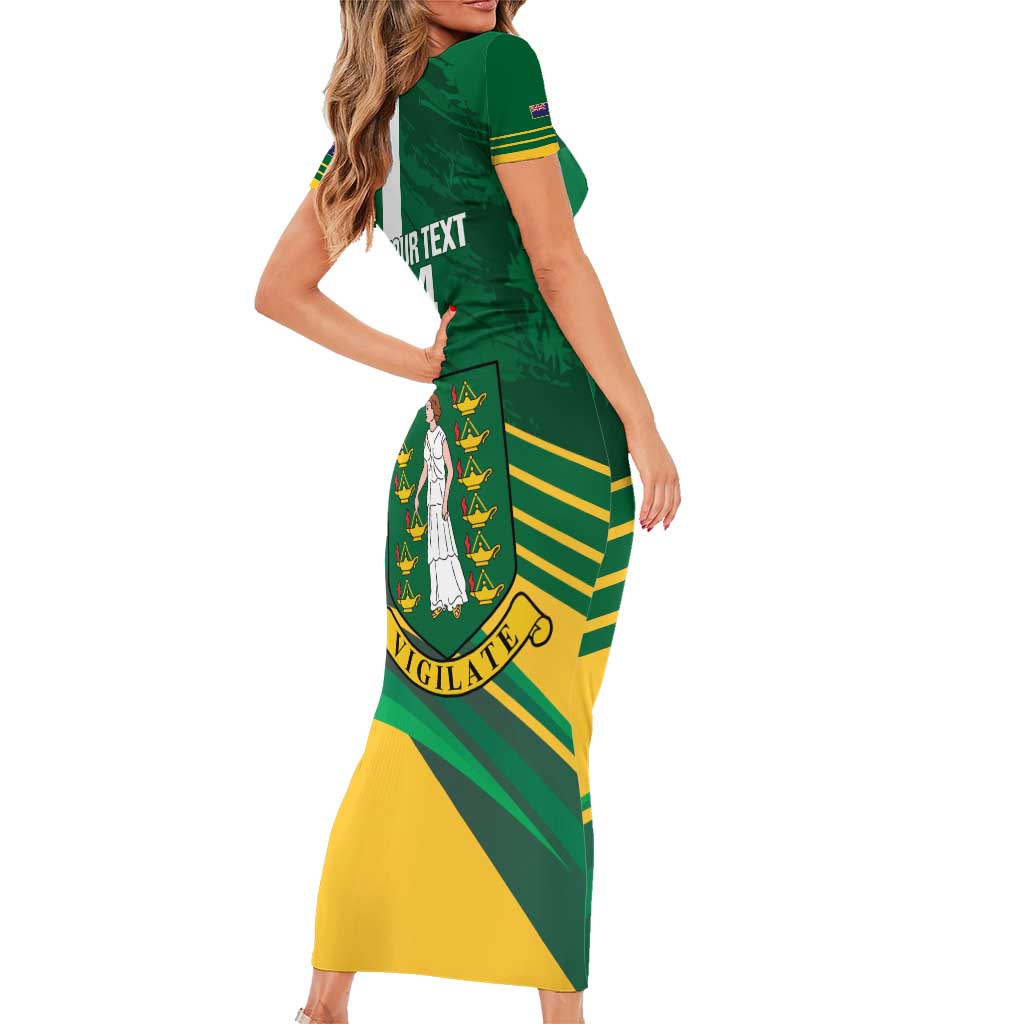 Custom British Virgin Islands Football Short Sleeve Bodycon Dress Come On Nature Boys