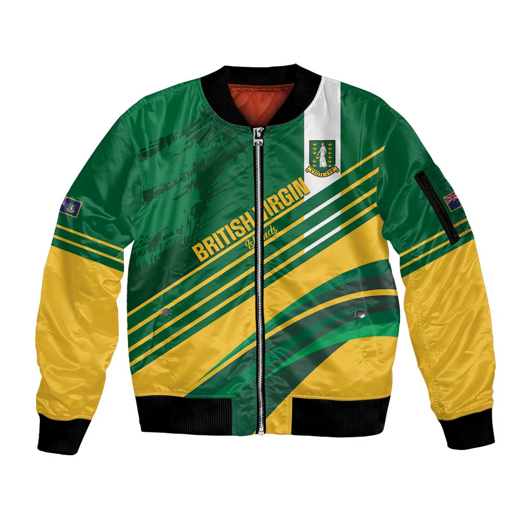 Custom British Virgin Islands Football Sleeve Zip Bomber Jacket Come On Nature Boys