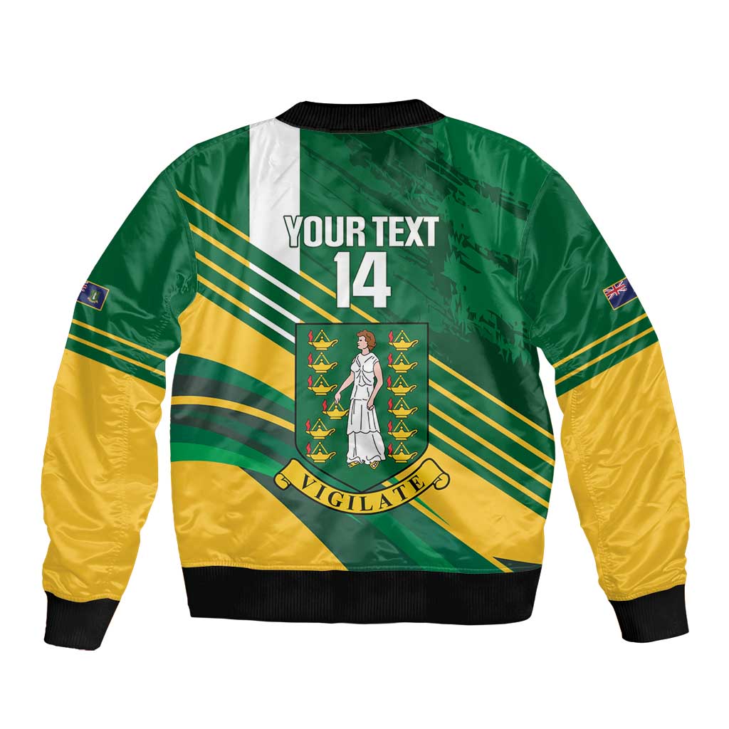Custom British Virgin Islands Football Sleeve Zip Bomber Jacket Come On Nature Boys