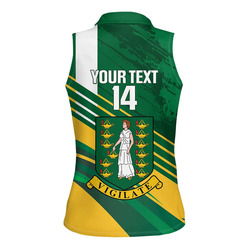 Custom British Virgin Islands Football Women Sleeveless Polo Shirt Come On Nature Boys