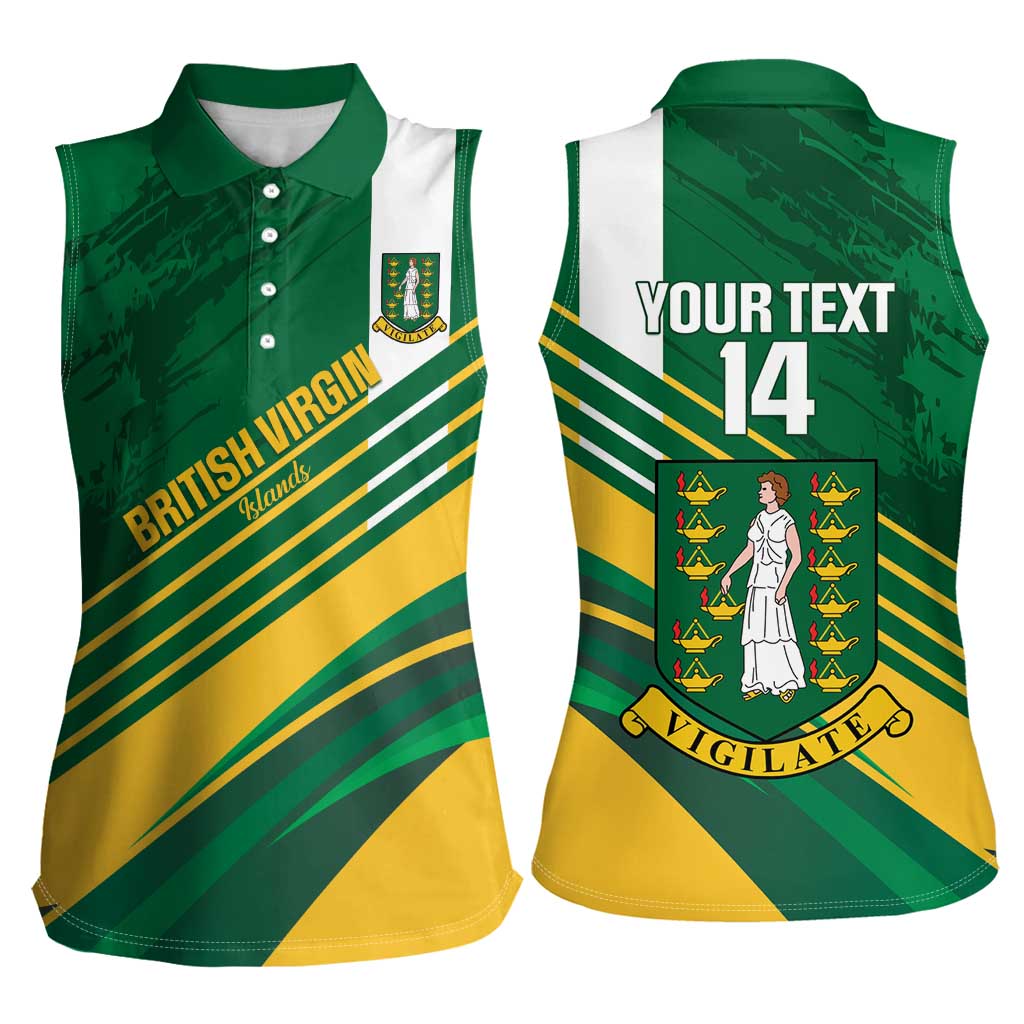 Custom British Virgin Islands Football Women Sleeveless Polo Shirt Come On Nature Boys