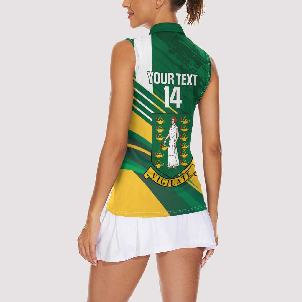 Custom British Virgin Islands Football Women Sleeveless Polo Shirt Come On Nature Boys