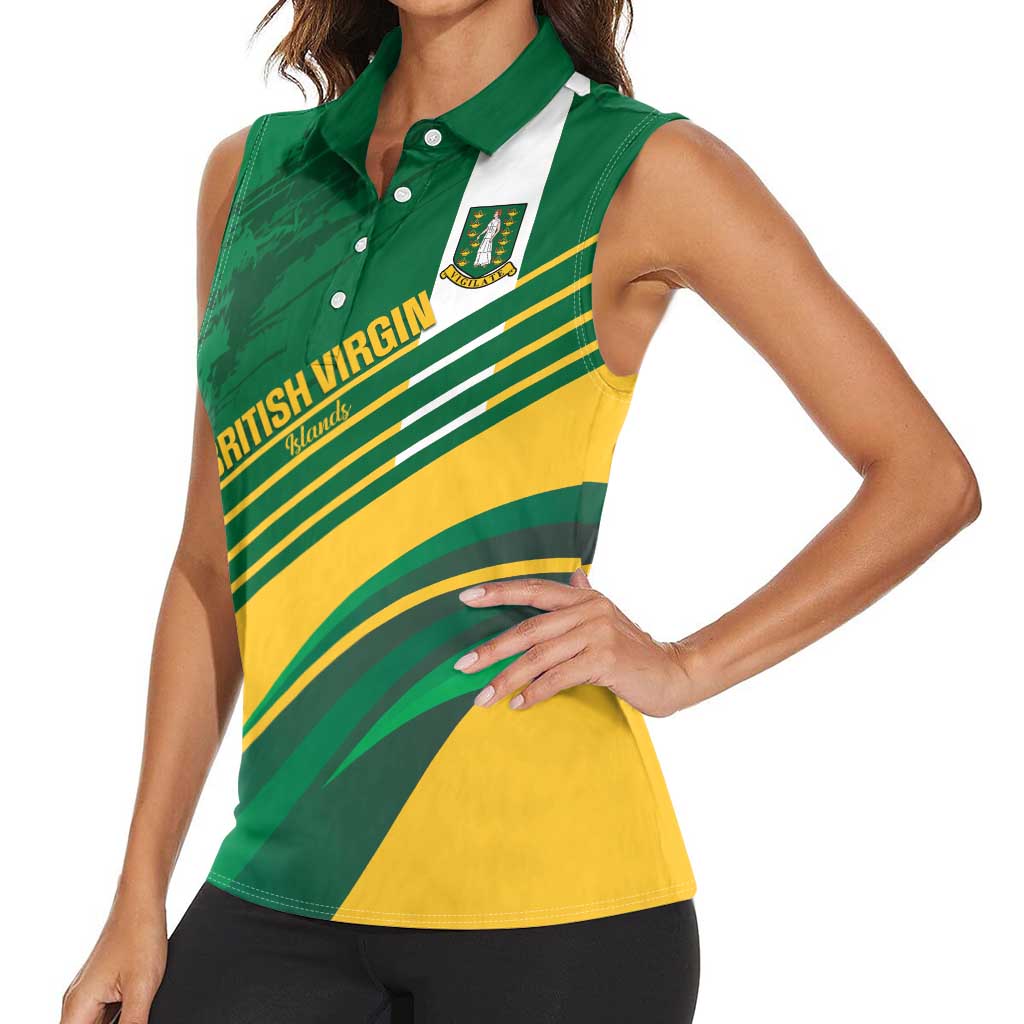 Custom British Virgin Islands Football Women Sleeveless Polo Shirt Come On Nature Boys