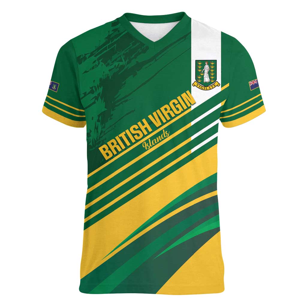 Custom British Virgin Islands Football Women V-Neck T-Shirt Come On Nature Boys