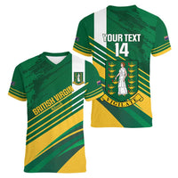 Custom British Virgin Islands Football Women V-Neck T-Shirt Come On Nature Boys