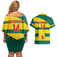 Custom Grenada Football Couples Matching Off Shoulder Short Dress and Hawaiian Shirt Go Spice Boys Green Version
