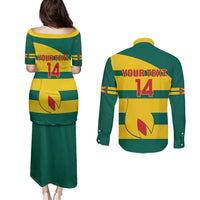 Custom Grenada Football Couples Matching Puletasi and Long Sleeve Button Shirt Go Spice Boys Green Version