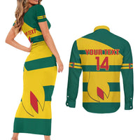 Custom Grenada Football Couples Matching Short Sleeve Bodycon Dress and Long Sleeve Button Shirt Go Spice Boys Green Version