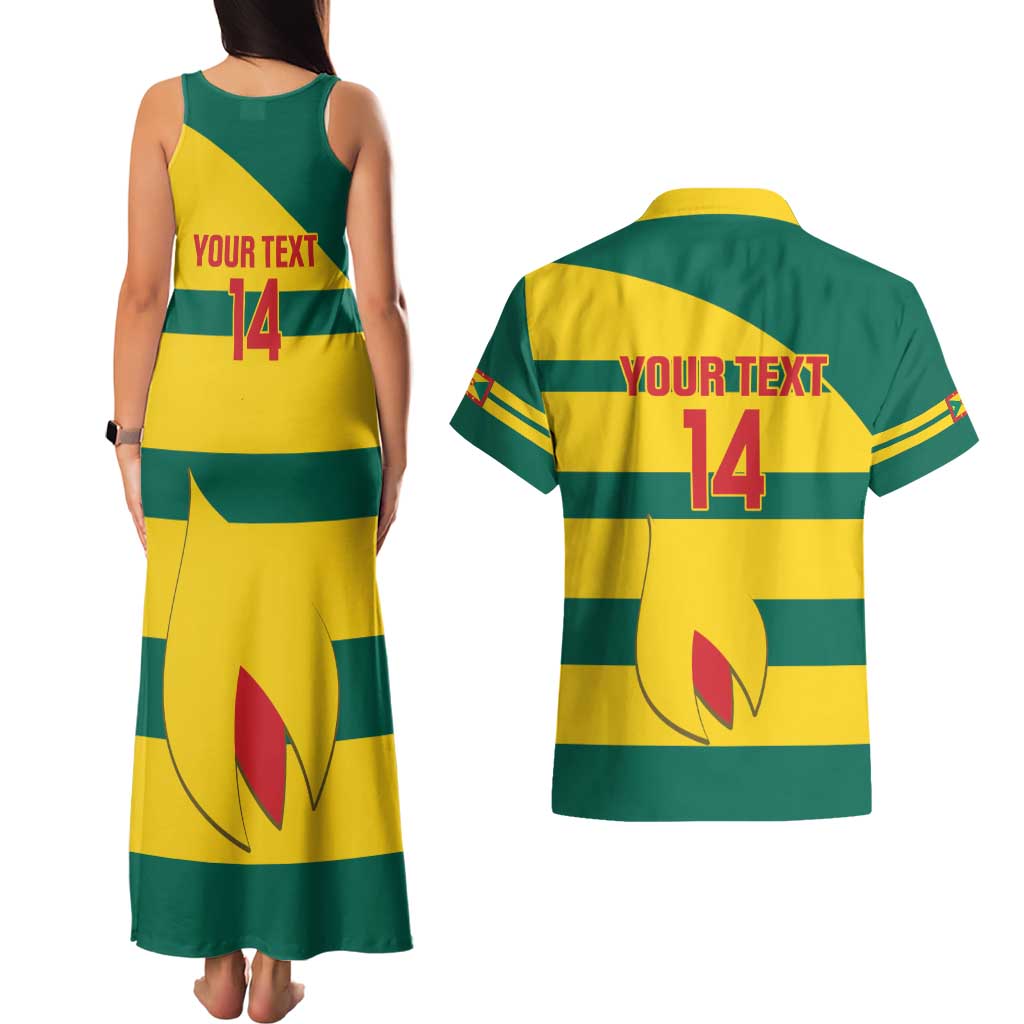 Custom Grenada Football Couples Matching Tank Maxi Dress and Hawaiian Shirt Go Spice Boys Green Version