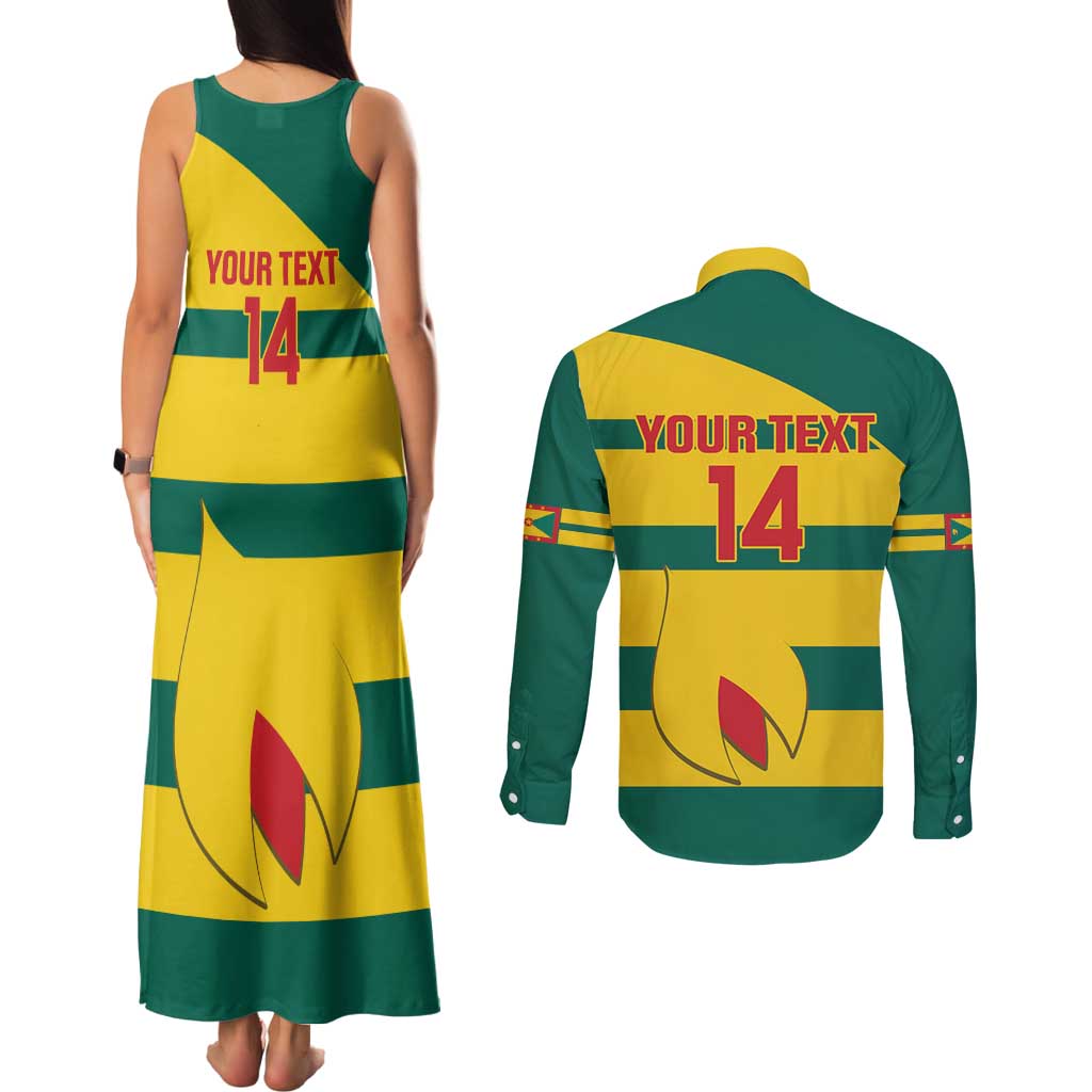 Custom Grenada Football Couples Matching Tank Maxi Dress and Long Sleeve Button Shirt Go Spice Boys Green Version