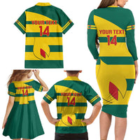 Custom Grenada Football Family Matching Long Sleeve Bodycon Dress and Hawaiian Shirt Go Spice Boys Green Version
