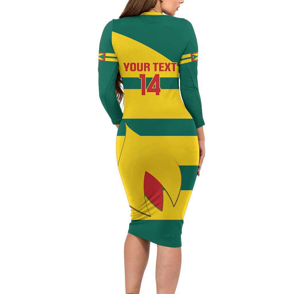 Custom Grenada Football Family Matching Long Sleeve Bodycon Dress and Hawaiian Shirt Go Spice Boys Green Version