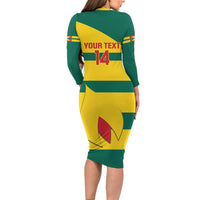 Custom Grenada Football Family Matching Long Sleeve Bodycon Dress and Hawaiian Shirt Go Spice Boys Green Version