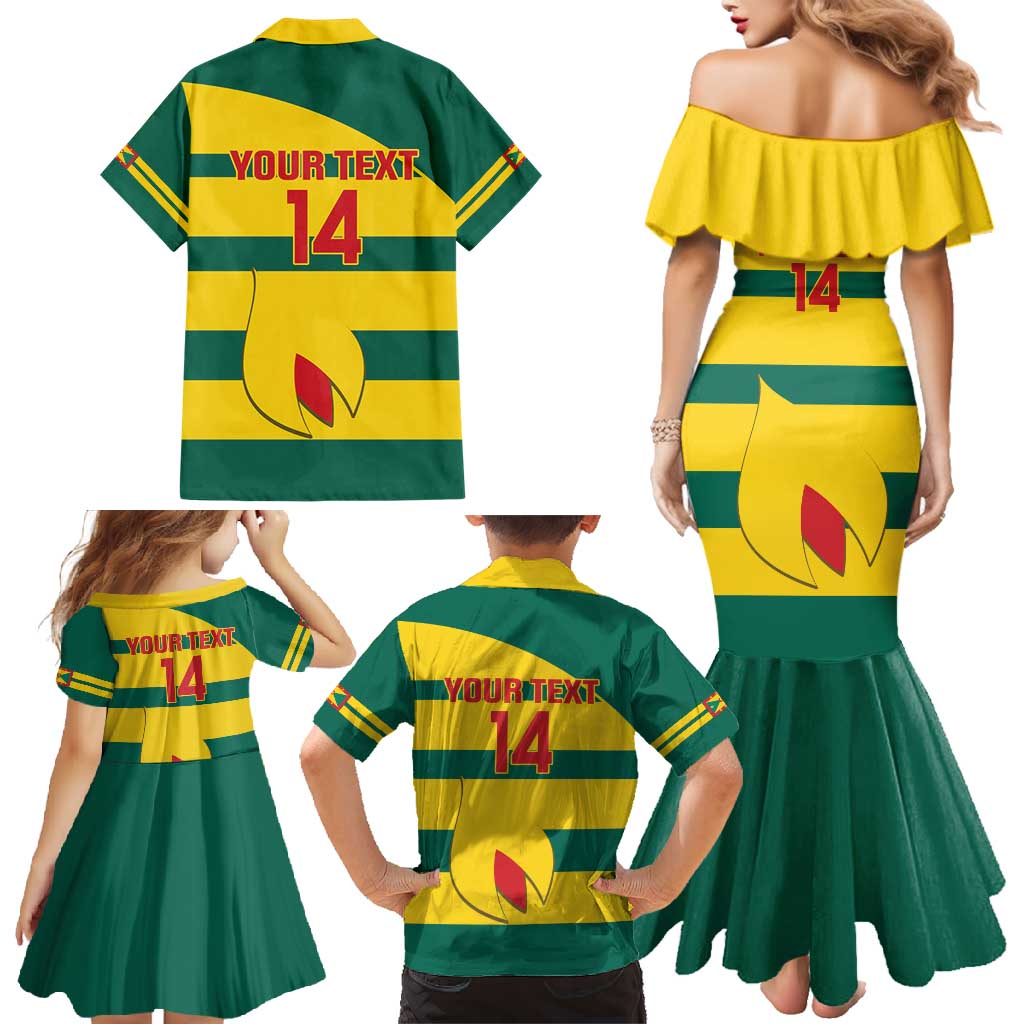 Custom Grenada Football Family Matching Mermaid Dress and Hawaiian Shirt Go Spice Boys Green Version