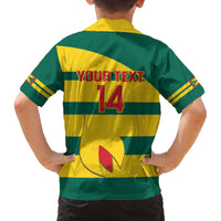 Custom Grenada Football Family Matching Off The Shoulder Long Sleeve Dress and Hawaiian Shirt Go Spice Boys Green Version