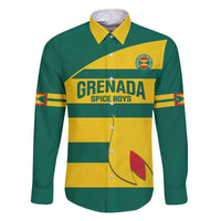 Custom Grenada Football Family Matching Off The Shoulder Long Sleeve Dress and Hawaiian Shirt Go Spice Boys Green Version