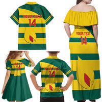Custom Grenada Football Family Matching Off Shoulder Maxi Dress and Hawaiian Shirt Go Spice Boys Green Version