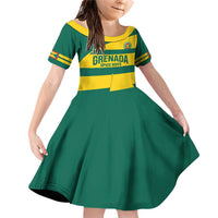 Custom Grenada Football Family Matching Off Shoulder Short Dress and Hawaiian Shirt Go Spice Boys Green Version