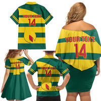Custom Grenada Football Family Matching Off Shoulder Short Dress and Hawaiian Shirt Go Spice Boys Green Version