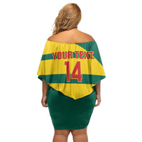 Custom Grenada Football Family Matching Off Shoulder Short Dress and Hawaiian Shirt Go Spice Boys Green Version