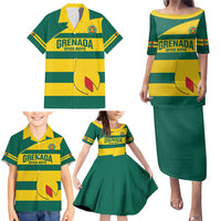 Custom Grenada Football Family Matching Puletasi and Hawaiian Shirt Go Spice Boys Green Version
