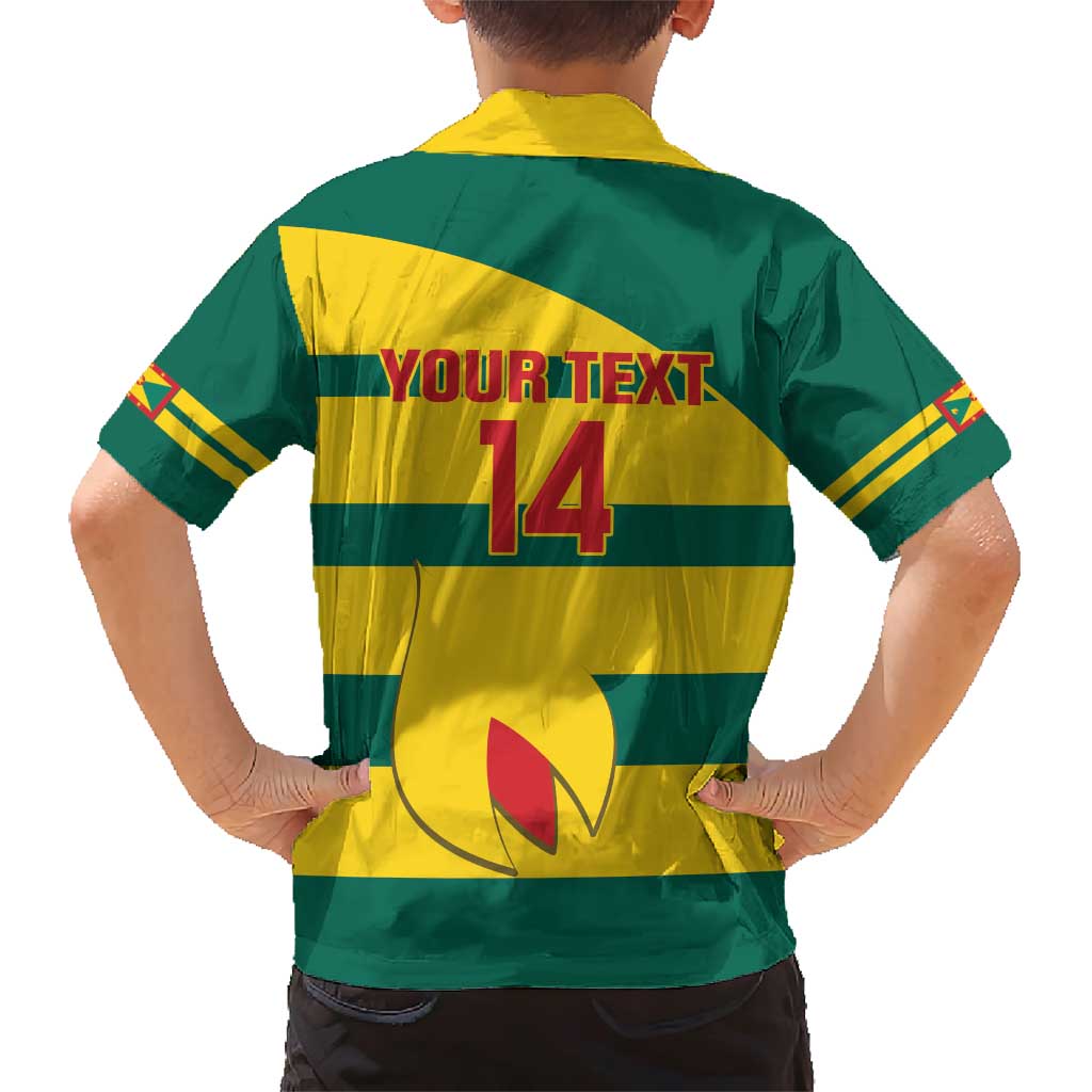 Custom Grenada Football Family Matching Short Sleeve Bodycon Dress and Hawaiian Shirt Go Spice Boys Green Version