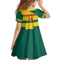 Custom Grenada Football Family Matching Short Sleeve Bodycon Dress and Hawaiian Shirt Go Spice Boys Green Version