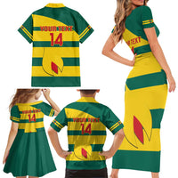 Custom Grenada Football Family Matching Short Sleeve Bodycon Dress and Hawaiian Shirt Go Spice Boys Green Version