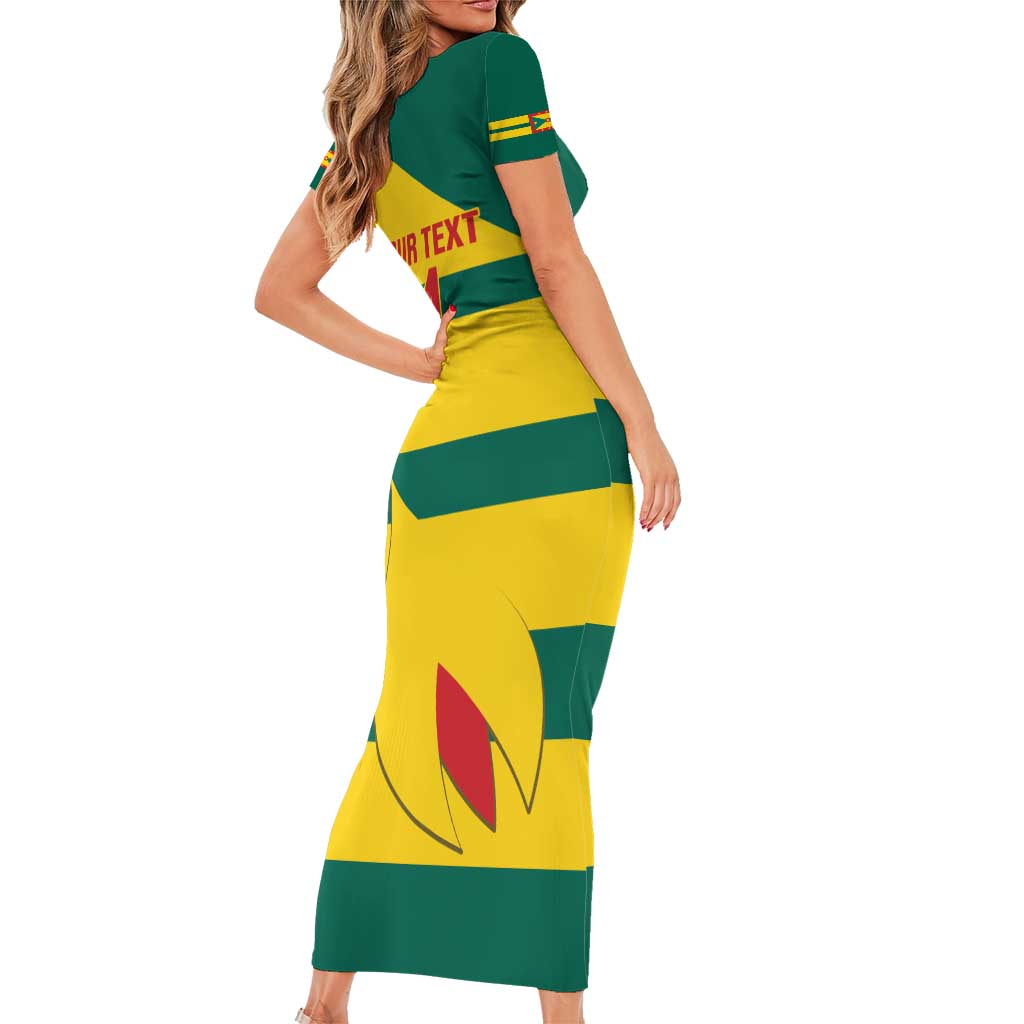 Custom Grenada Football Family Matching Short Sleeve Bodycon Dress and Hawaiian Shirt Go Spice Boys Green Version