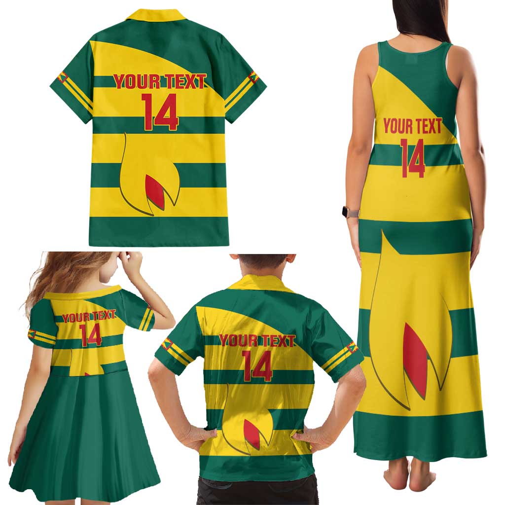 Custom Grenada Football Family Matching Tank Maxi Dress and Hawaiian Shirt Go Spice Boys Green Version