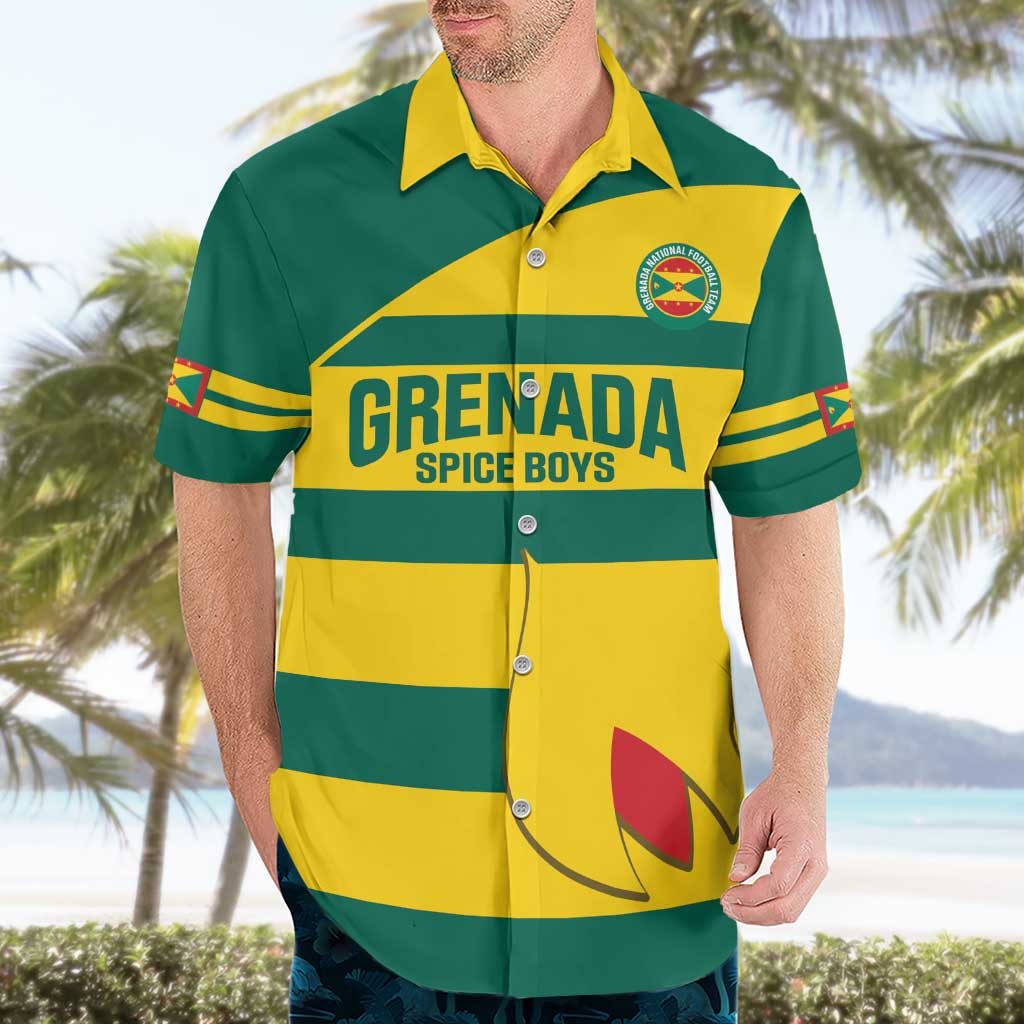 Custom Grenada Football Hawaiian Shirt Go Spice Boys Green Version