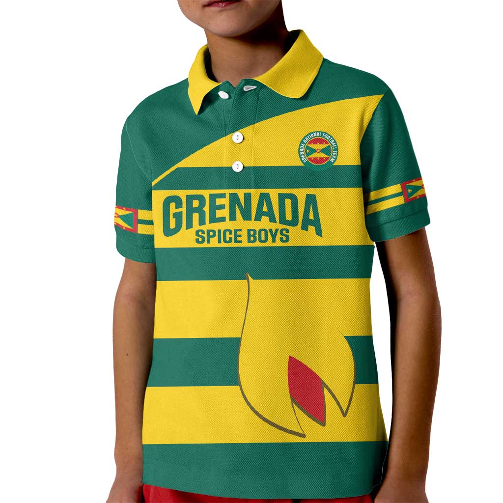 Custom Grenada Football Kid Polo Shirt Go Spice Boys Green Version