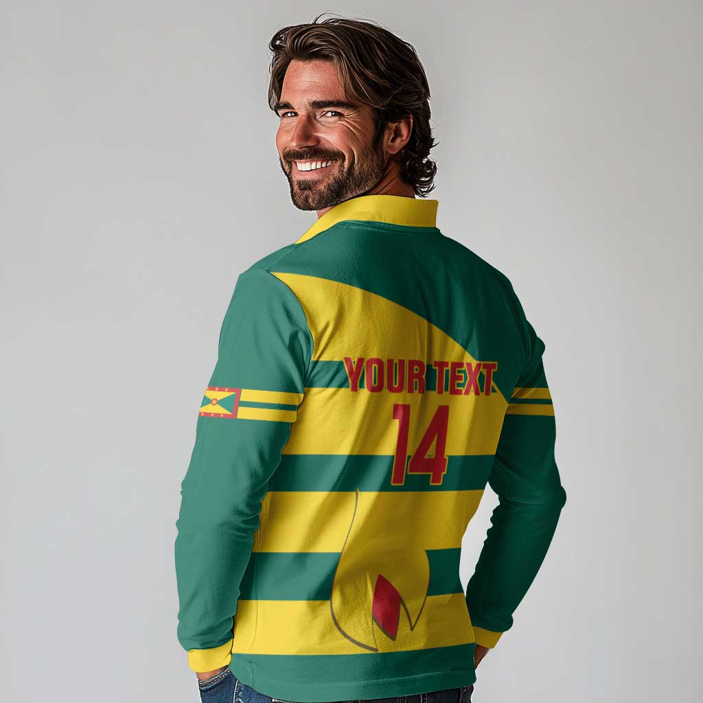 Custom Grenada Football Long Sleeve Polo Shirt Go Spice Boys Green Version