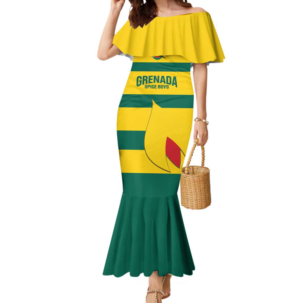 Custom Grenada Football Mermaid Dress Go Spice Boys Green Version