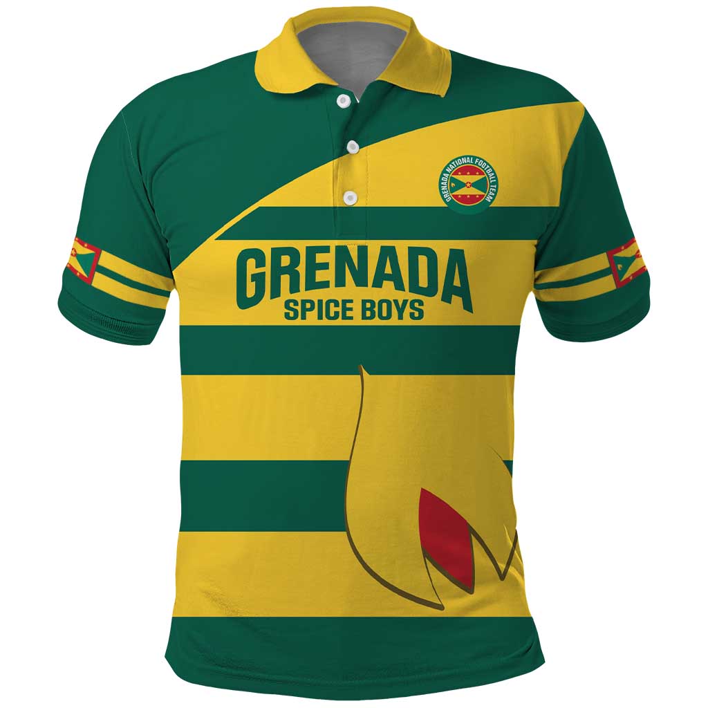 Custom Grenada Football Polo Shirt Go Spice Boys Green Version
