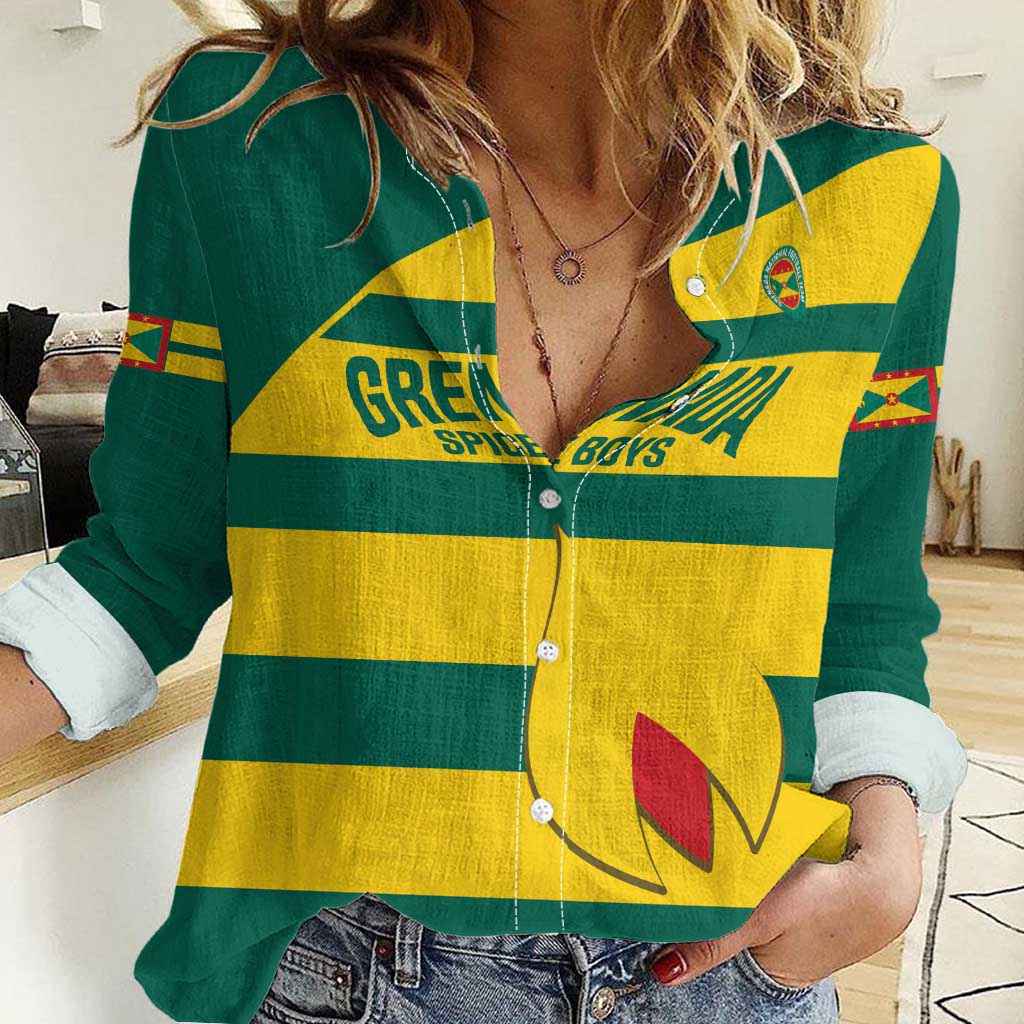Custom Grenada Football Women Casual Shirt Go Spice Boys Green Version