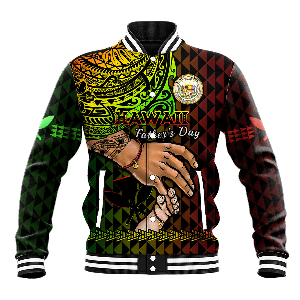 Polynesian Pride Father Day Hawaii Baseball Jacket Kanaka Kakau Hauoli La Makuakane - Wonder Print Shop