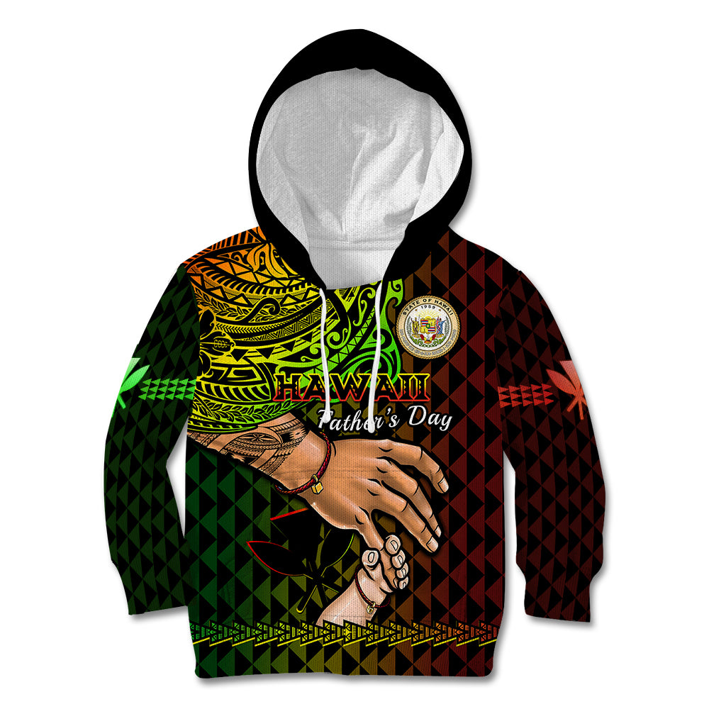 Polynesian Pride Father Day Hawaii Kid Hoodie Kanaka Kakau Hauoli La Makuakane - Wonder Print Shop