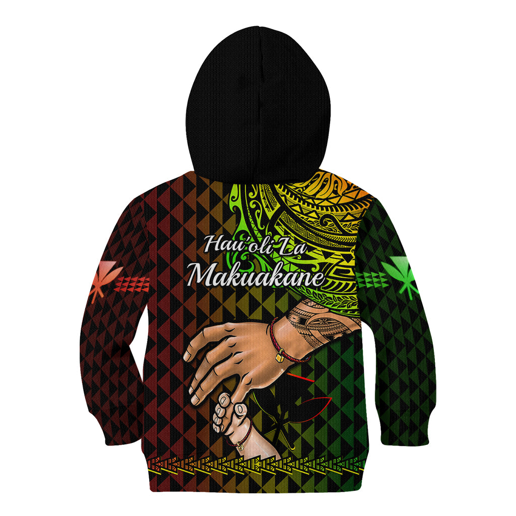 Polynesian Pride Father Day Hawaii Kid Hoodie Kanaka Kakau Hauoli La Makuakane - Wonder Print Shop