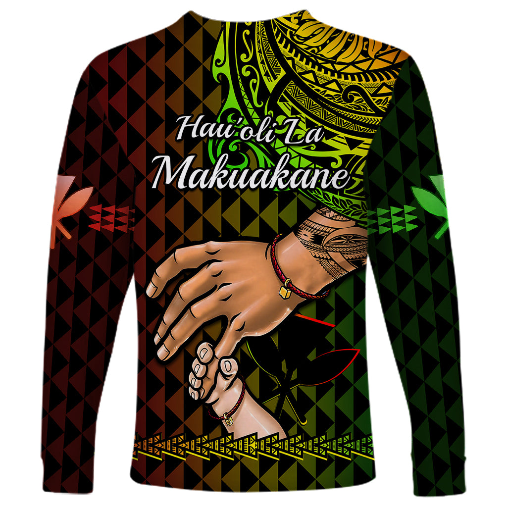Polynesian Pride Father Day Hawaii Long Sleeve Shirt Kanaka Kakau Hauoli La Makuakane - Wonder Print Shop
