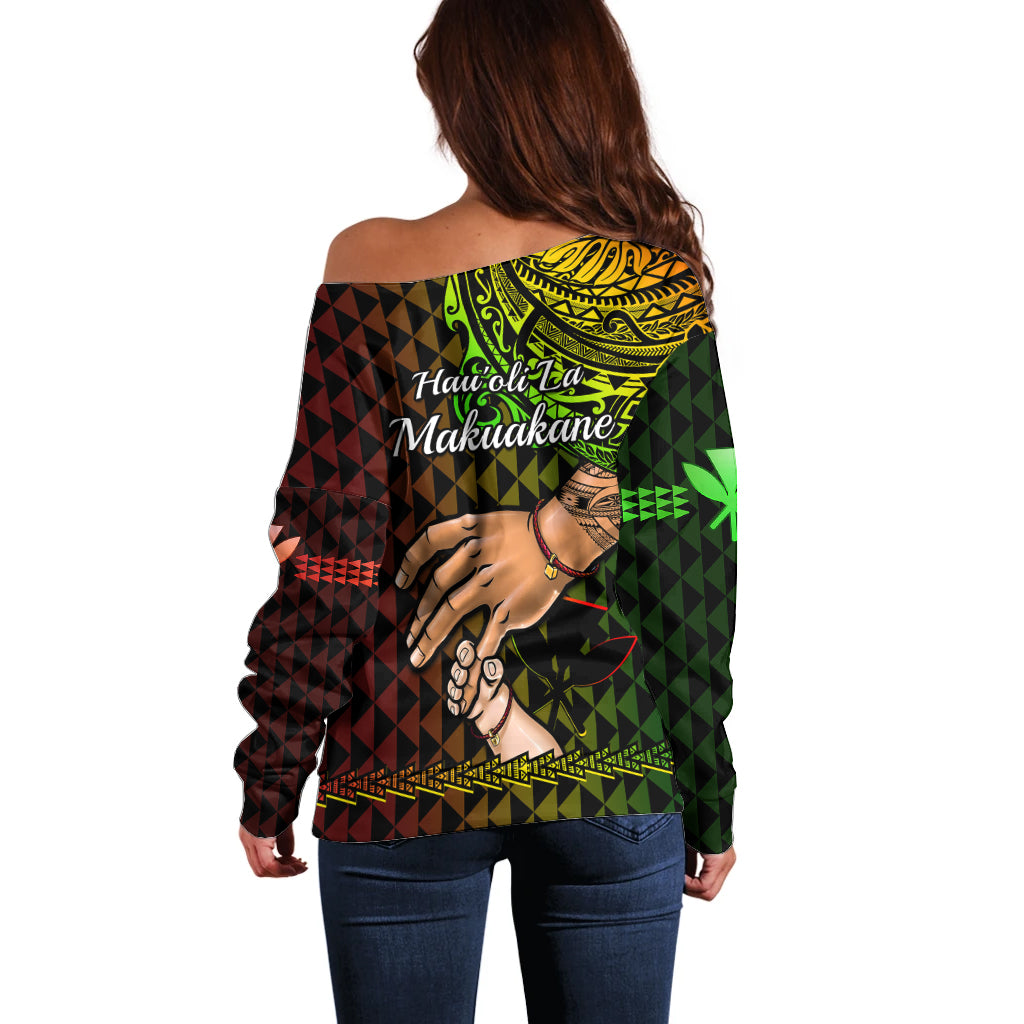 Polynesian Pride Father Day Hawaii Off Shoulder Sweater Kanaka Kakau Hauoli La Makuakane - Wonder Print Shop
