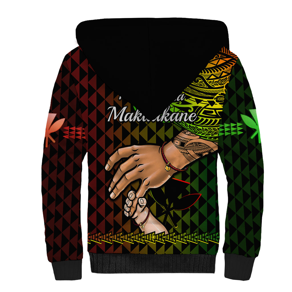 Polynesian Pride Father Day Hawaii Sherpa Hoodie Kanaka Kakau Hauoli La Makuakane - Wonder Print Shop