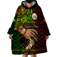 Polynesian Pride Father Day Hawaii Wearable Blanket Hoodie Kanaka Kakau Hauoli La Makuakane - Wonder Print Shop