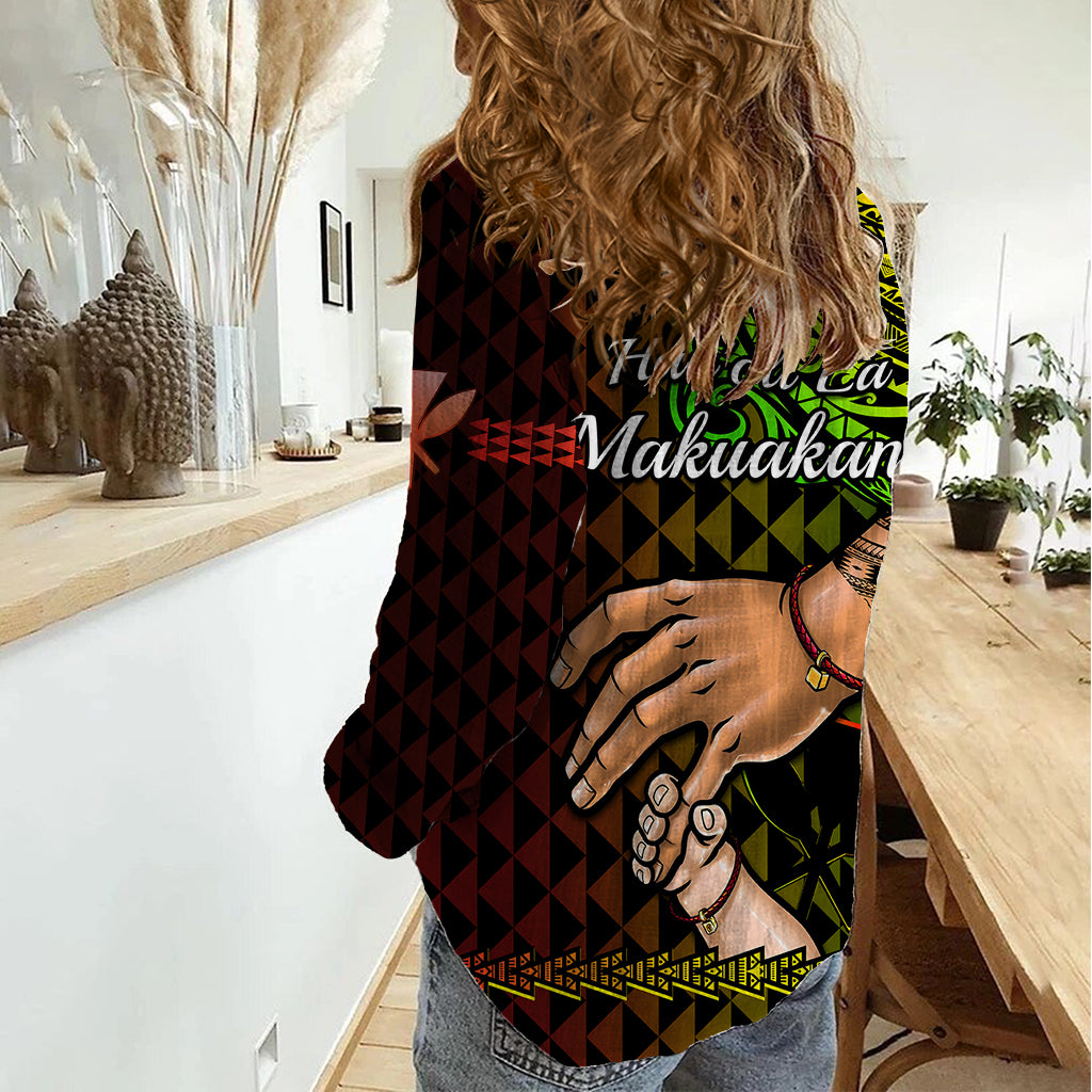 Polynesian Pride Father Day Hawaii Women Casual Shirt Kanaka Kakau Hauoli La Makuakane - Wonder Print Shop