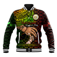 Personalised Father Day Hawaii Baseball Jacket Kanaka Kakau Hauoli La Makuakane - Wonder Print Shop