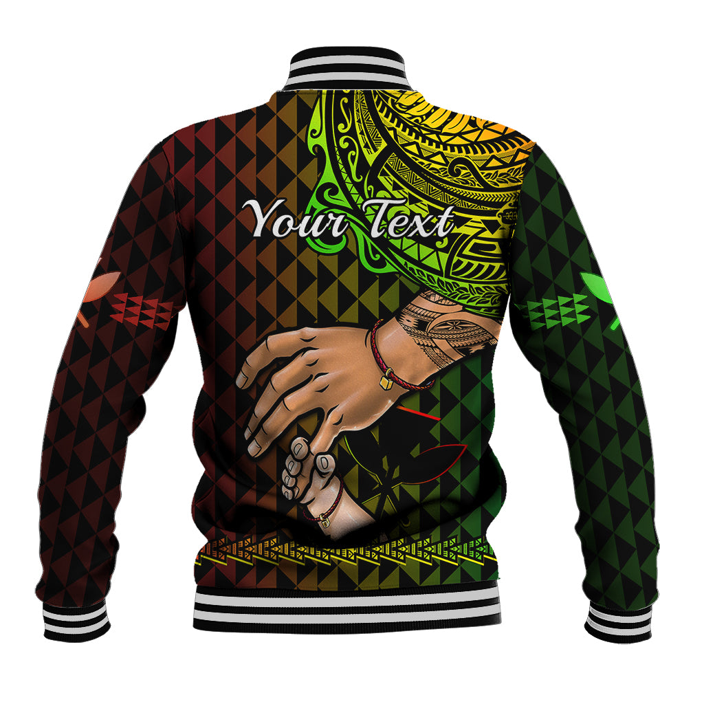 Personalised Father Day Hawaii Baseball Jacket Kanaka Kakau Hauoli La Makuakane - Wonder Print Shop