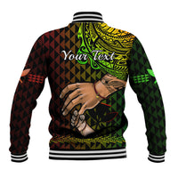 Personalised Father Day Hawaii Baseball Jacket Kanaka Kakau Hauoli La Makuakane - Wonder Print Shop