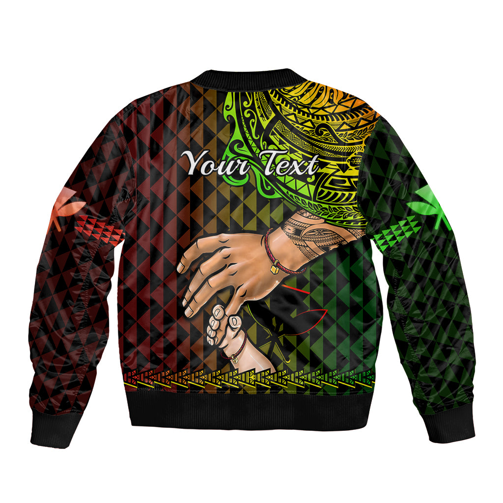 Personalised Father Day Hawaii Bomber Jacket Kanaka Kakau Hauoli La Makuakane - Wonder Print Shop