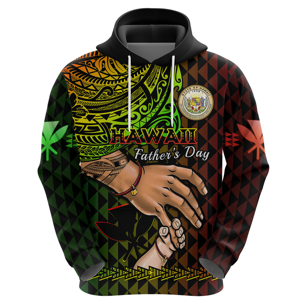 Personalised Father Day Hawaii Hoodie Kanaka Kakau Hauoli La Makuakane - Wonder Print Shop