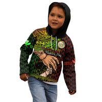 Personalised Father Day Hawaii Kid Hoodie Kanaka Kakau Hauoli La Makuakane - Wonder Print Shop